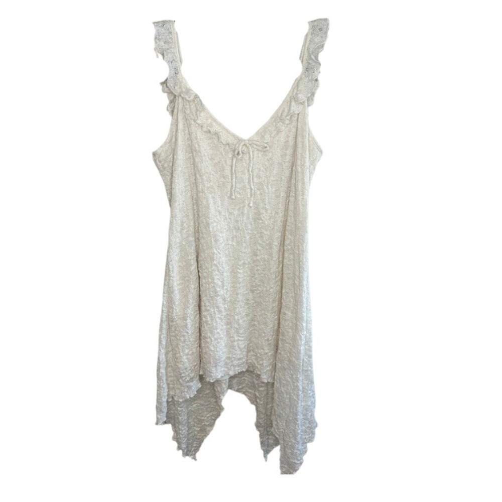 Victoria's Secret PINK Lace Handkerchief Hem Nightgown Ivory XL Ruffle Boho
